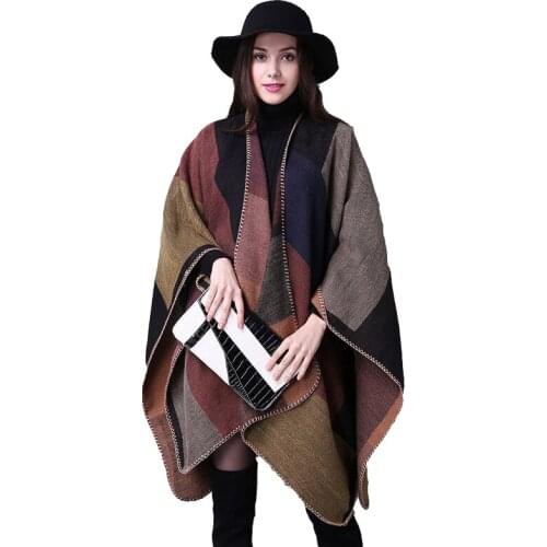 YSDNCHI 2020 Winter Scarf Big Size Shawls Women Wool Scarfs Warm Poncho Plaid Scarf Imitation Femininas Cashmere Scarves Accesso