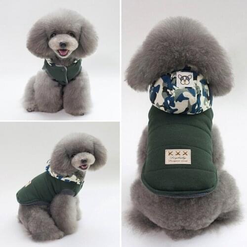 Winter Dog Clothes Camouflage Hooded Thicked Cotton Pet Clothing Two Feet Warm Soft Dogs Coat Jackets For Bulldog Chihuahua