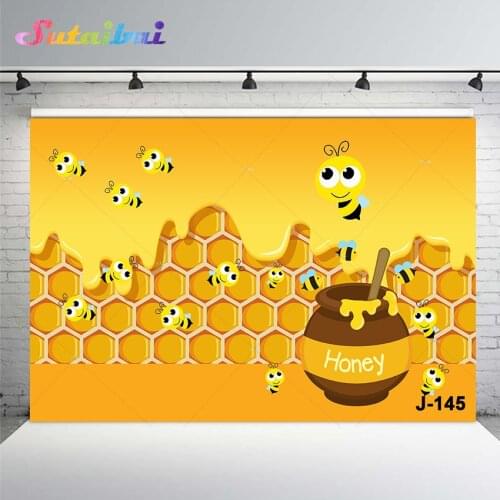 Gold Hive Honey Hardwork Bee Backdrop for Photography Newborn Baby Portrait Background for Photo Studio Props Party Decoration
