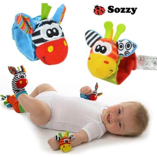 1pcs Baby Monkey Panda Animal Socks Novelty Cute Socks Cartoon Sock 0-12 Months Infant Newborn Rattles Toy Wrist Strap Bracelet