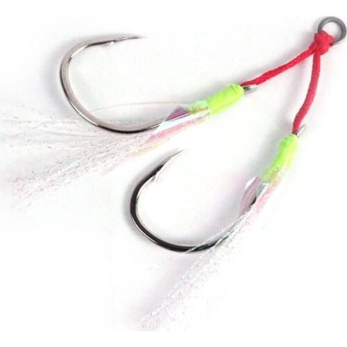 20Pcs 18#20#24# High Carbon Steel Assist Luminous Fish Hook Metal Jig Lure Barbed Hook Saltwater Lure Hook Fishing Accessories