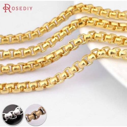 29430)2 Meters Thickness 2.5MM 3.5MM Iron Box Shape Square Link Chains Necklace Chains Diy Jewelry Findings Jewelry Accessories