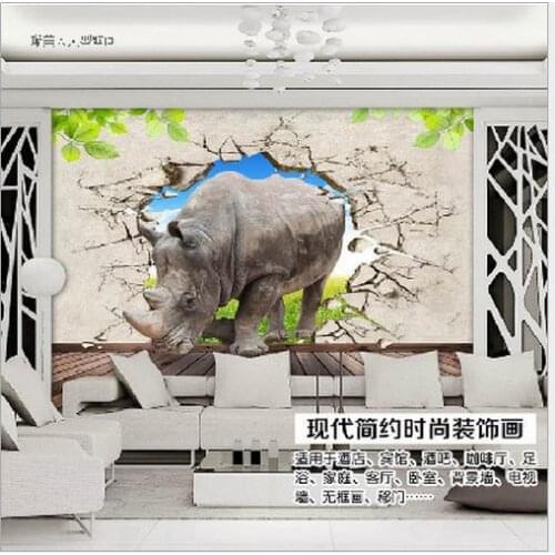 3d wallpaper custom papel de parede 3D stereo rhino sedated TV backdrop decorative painting 3d wallpaper 183hg