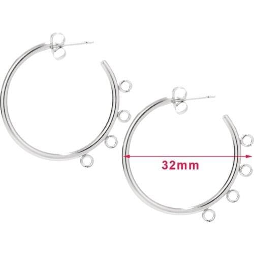 40pcs/lot Hoop Earrings Stainless Steel Earrings Gold Steel Tone Hoops DIY Earring For Women Girls Sensitive Earring