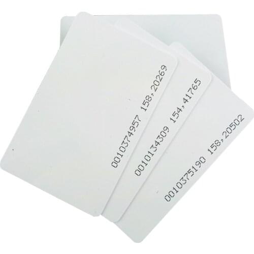 50/100/200pcs 125KHz RFID Blank White ID Thin Card TK4100 EM4100 ID Smart Cards Proximity 0.8mm Card Access Control