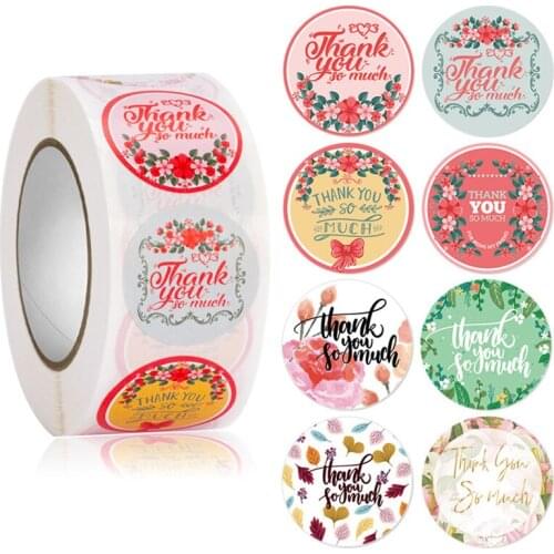 500pcs/roll Thank You Sticker Design Diary Christmas Sticker Gift Sealing Sticker Holiday Birthday Party Gift Decoration Label