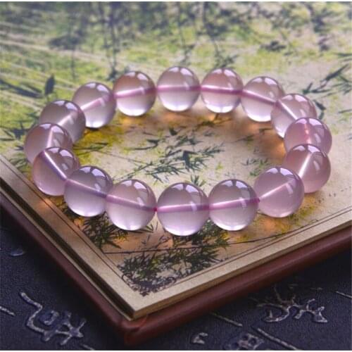 7mm -14mm Genuine Pink Star Light Natural Rose Crystal Quartz Bracelets For Women Female Stretch Round Bead Bracelet