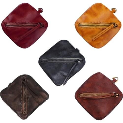 831A Small Wallet Ladies Leather Headset Purse Key Ring Coin Card Holder Money Bag for Women Men