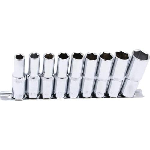 9 Pcs 1/2in. Drive Deep Metric Socket Set 10-22mm 6 Point Chrome Vanadium Socket Set