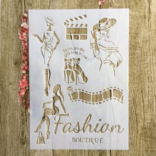 A4 29 * 21cm beauty Girl DIY Stencils Wall Painting Scrapbook Coloring Embossing Album Decorative Paper Card Template