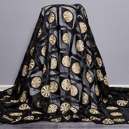 African Lace Fabric 2021 High Quality Lace Black Guipure Cord Nigerian Embroidery Sewing Fabrics Dresses For Women Party A 2552