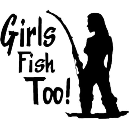 Girl Fishing Car Sticker High Quality Fashion Car Window Decoration Personality Pvc Waterproof Decal Black/white, 15cm*13cm