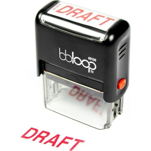 BBloop Stamp "DRAFT" Self-inking. Rectangular. Laser Engraved. RED