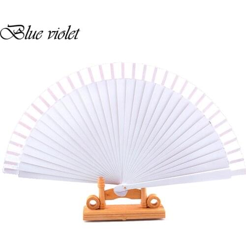 White Spanish Dance Performance Wooden Fans Old-Fashioned Wedding Clothing Accessories Folding Fan For Hand-Painted 45