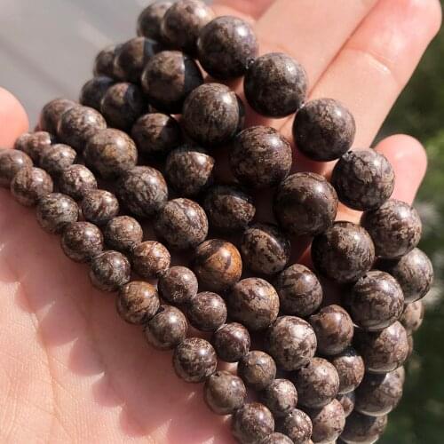 Natural Stone Brown Obsidian Beads 4/6/8/10/12mm Round Loose Snowflake Jaspers Beads For Jewelry Making DIY Bracelet Supplies