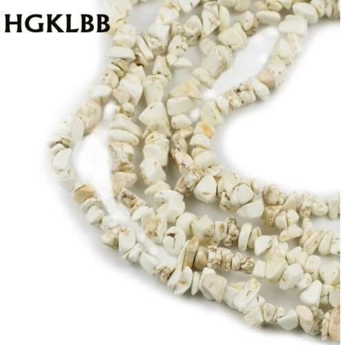 HGKLBB Natural Stones White popcorn Turquoises Irregular Gravel Chips Beads for Jewelry Making 86cm Diy Bracelets Necklace