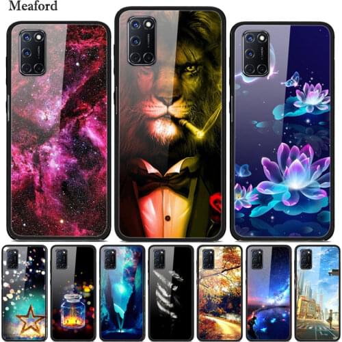 For OPPO A72 Case Tempered Glass Printed Hard Back Cover For OPPO A72 4G Case OPPOA72 Bumper For Funda OPPO A72 2020 A 72 Coque