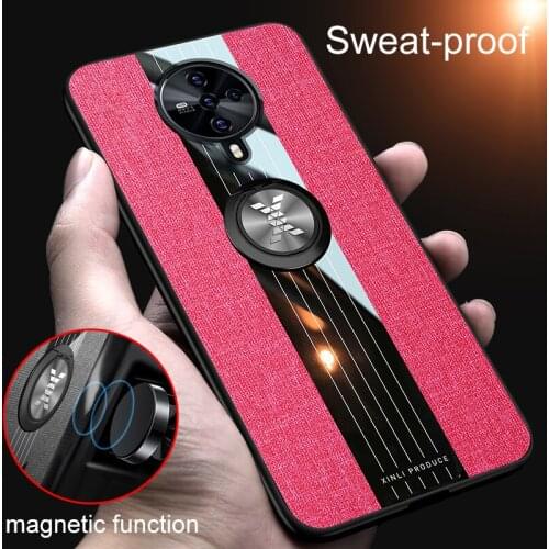 Business Style Texture Back Cover for VIVO S6 VIVOS6 Pro S6Pro 5G 2020 with Magnetic Finger Ring Stand Soft TPU Cloth Phone Case