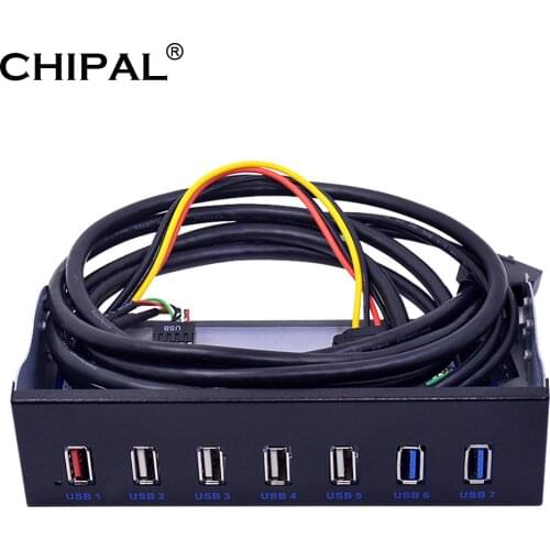 CHIPAL 5Gbps 20Pin USB 3.0 Front Panel BC 1.2 Rapid Charging USB 2.0 USB2.0 USB3.0 HUB Expansion Bracket for PC 5.25'' DVD-ROM