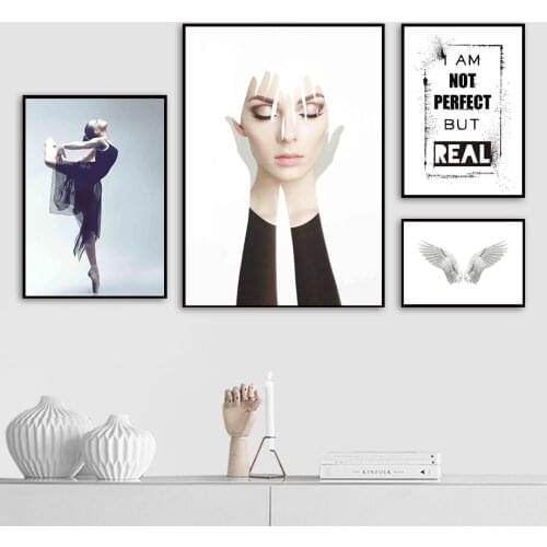 Elegant Girl Ballet Dress Wing Hand Quote Wall Art Canvas Painting Nordic Posters And Prints Wall Pictures For Living Room Decor