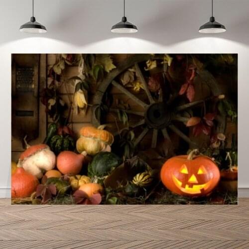 Seekpro Autumn Harvest Halloween Pumpkin Storehouse Children Photography Background Photographic Backdrop For Photo Studio Shoot