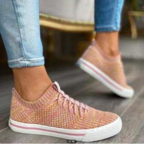 2021 Women Casual Shoes Fashion Breathable Walking Mesh Flat Shoes Slip-on Sneakers Women Vulcanized Shoes Soft Female Footwear