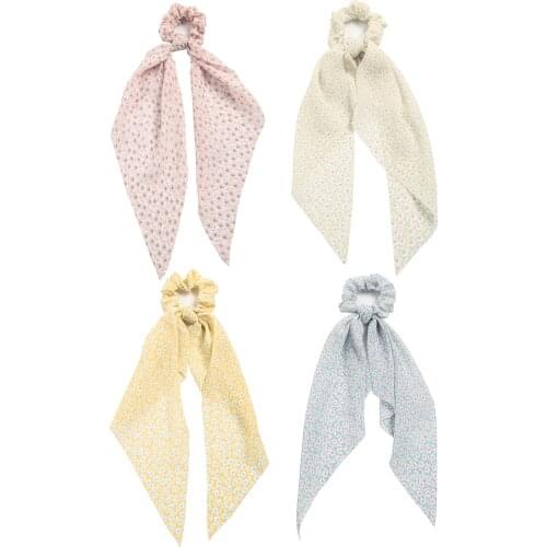 Fashion Floral Print Satin Long Ribbon Ponytail Scarf Hair Tie Scrunchies Women Girls Elastic Hair Bands Hair Accessories