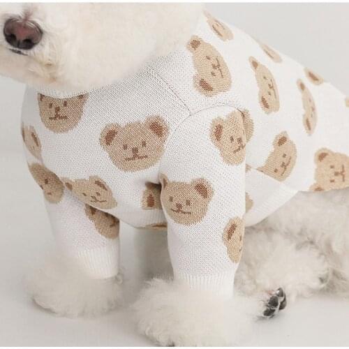 Cartoon Bear Print Fashion Pet Dog Clothes Winter Warm Sweater Puppy Clothes For Small Medium Dog Pets Chihuahua Yorkshire Pug