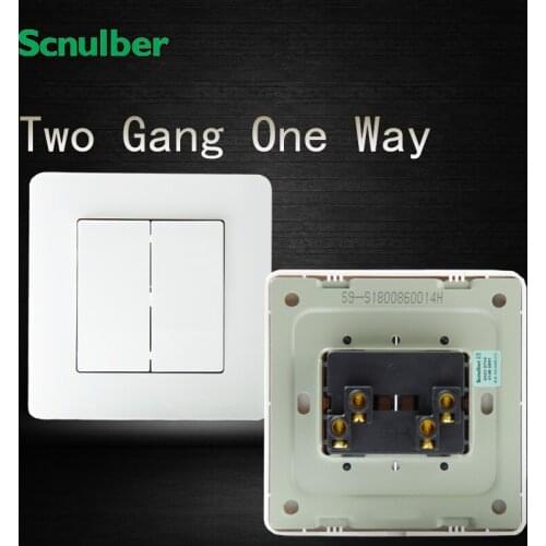 White 16A 250V 2 gang 1 way wall switch wall flush mounted
