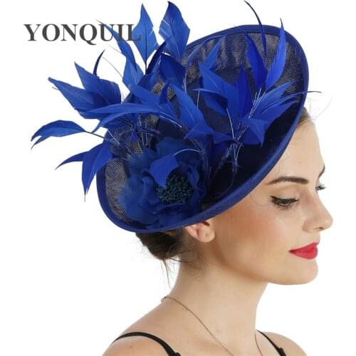 New Style Kenducky Party Big Fascinator Hat With Flower On Hair Clip Women Wedding Headwear Occasion Ladies Hair Accessories
