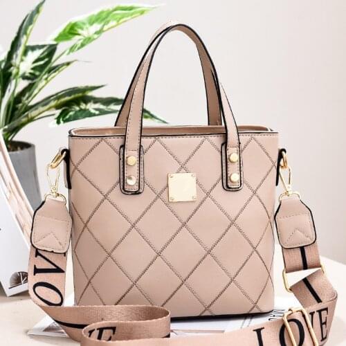 2021 New Fashion Retro-Bucket Handbag Plaid Pattern Trim Korean-Style Messenger Bag