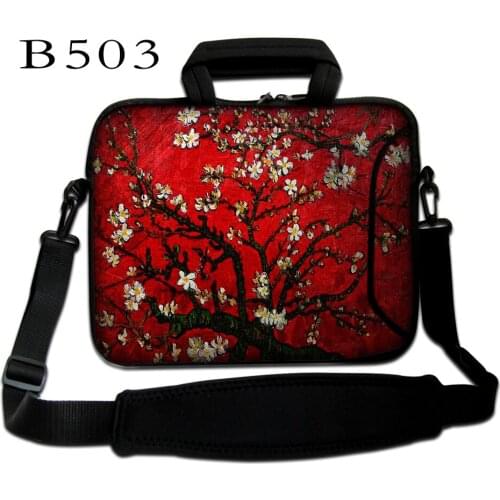 Red Prunus Waterproof Scratch-resistant Laptop Briefcase 13 14 15 inch Notebook Shoulder Bag Carry Case For women and men