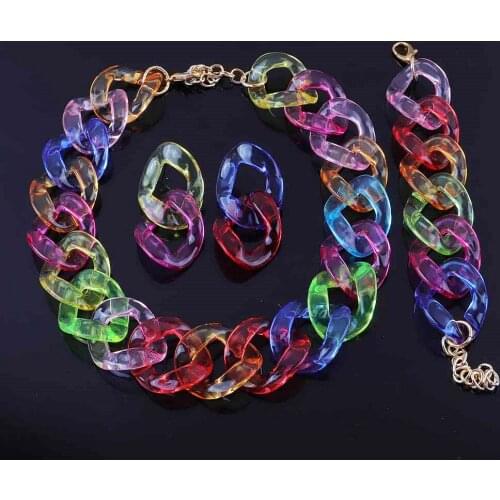 New Fashion Colorful Transparent Acrylic Big Chain Pendant Necklaces For Women Clear Resin Collar Choker Necklace Charm Jewelry