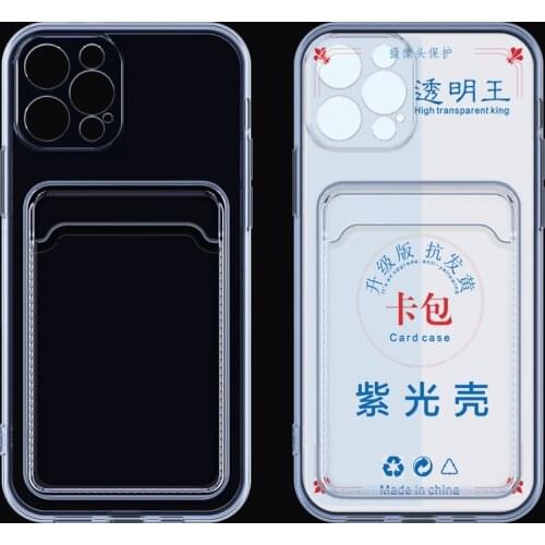 Transparent Silicone Card Pocket Storage Case For iphone 12 Pro Max Mini 11 Xs XR X 7 8 SE2 Camera Protective Wallet Bag Cover