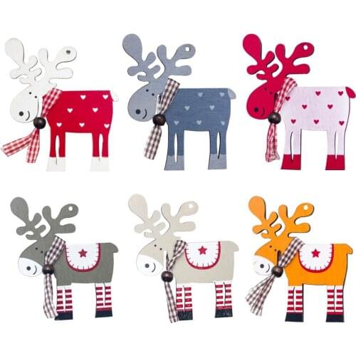 Christmas tree wood painted elk pendant 1 pc Xmas Party Decor Deer Pendants Dropship