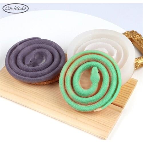 Snake Silicone 3D Mould Home Decor DIY Concrete Serpent Encircle Pot Candlestick Molding Ceramic Clay Crafts Supplies