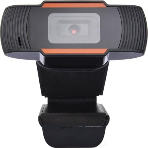 Webcam HD 720P Mini Web Camera with Microphone Rotatable Cameras Black Orange Computer Webcams for Online Conference Meetings