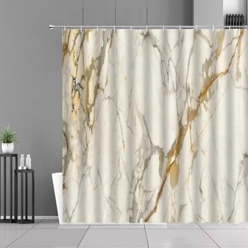 3D Printing Marble Pattern Shower Curtains Home Bathroom Decoration Cloth Curtain Screen Waterproof Polyester Fabric With Hook