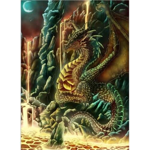 Counted Cross Stitch Kits Needlework Embroidery - Crafts 14 ct Aida DMC Color DIY Arts Handmade Home Decor - Dragons Magma