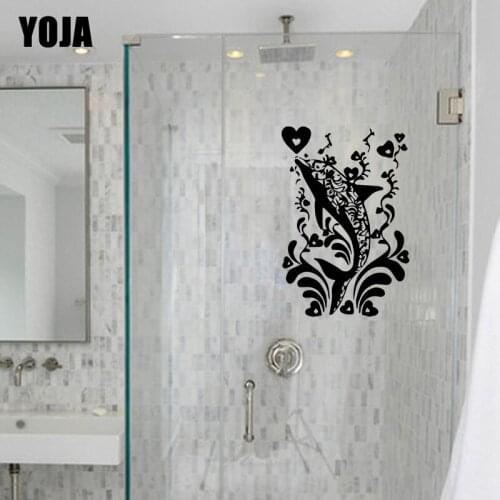 YOJA 26x17.6CM Beautiful Home Decoration Dolphin Wall Sticker Bathroom Shower Decals G2-0491