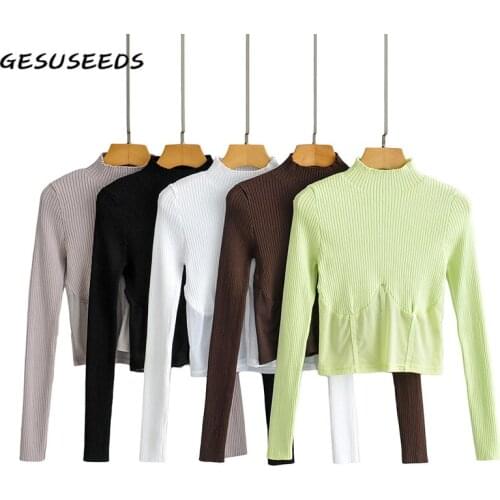 Sexy t shirt turtleneck women t shirt solid long sleeve shirts slim mesh patchwork tops women 2021 knitted cropped t shirt white