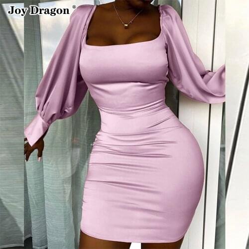 Women Bodycon Party Female Tunics Sexy Skirt Korean Fashion Black Basic Elegant Dresses Mini Corset Simplee Long Sleeve Tight