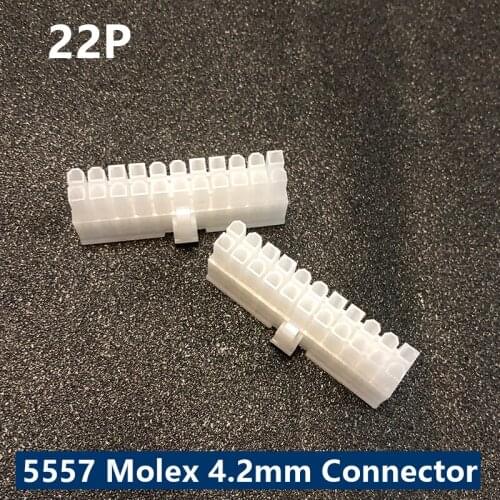 10pcs 22P Plug Transparent 5557 Molex 4.2mm 22P White Plastic Shell for Car Computer Power Male Connectors Housing