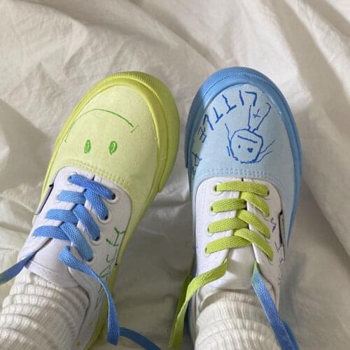 2021 Womens Espadrilles Fashion Mix Color Sneakers Hand-Painted Sprots Shoes INS Shoes Woman Casual Cute Footwear Kawaii