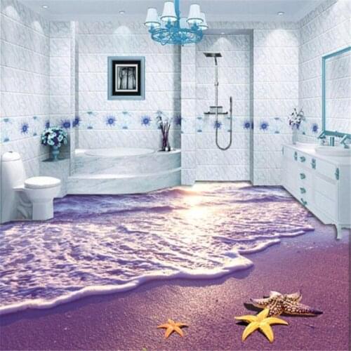 Beibehang Custom 3D floor stickers living room aisle corridor bathroom sticker creative decoration bedroom beach landscape floor