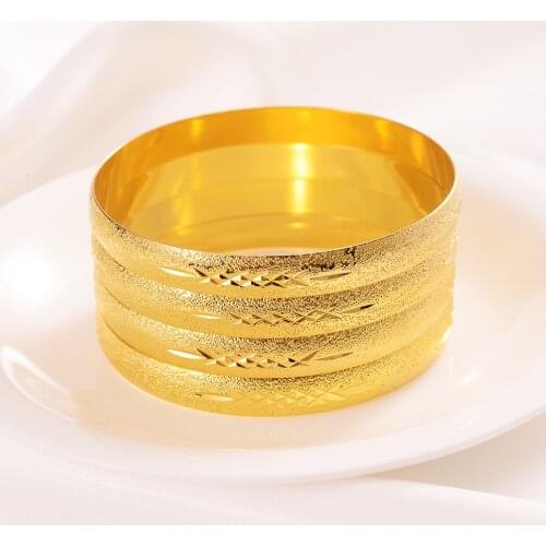 4PCS 24k Gold Bangle for Women Gold Dubai Bride Wedding Ethiopian Bracelet Africa Bangle Arab Jewelry Gold Charm Bracelet