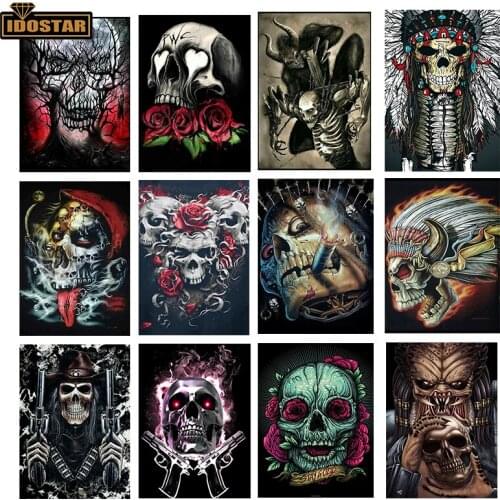 5D Diy Diamond Painting Skull flower pistol Diamond Embroidery Mosaic Full Square Diamond Cross Stitch Needlework Home Decor