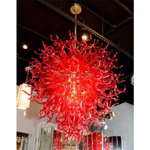 Free Shipping Art Glass Decoration Glossy Red Color Chandelier