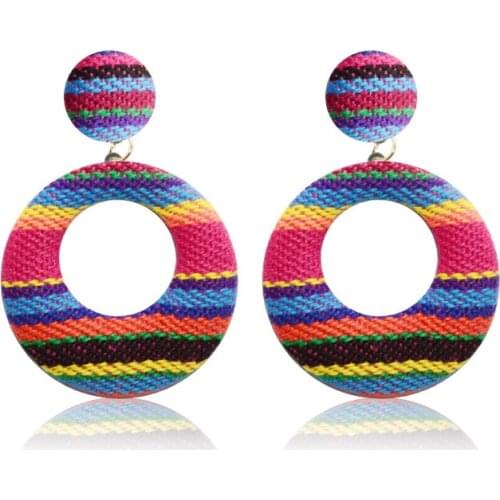Boho Bohemian Earrings Rainbow Striped Snake Round Dangle Earrings Fashion Jewelry for Women 2021 Statement Earrings Wholesale