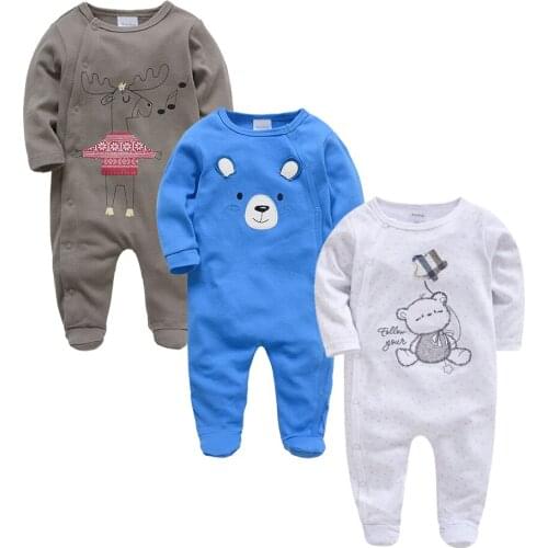 Kavkas 2019 Summer Baby Rompers 100% Cotton Long Sleeve Cartoon Animal Printed 0-3M Baby Girls Rompers Bebies Overalls